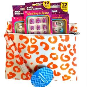 Girls Press on Nails with Carry Bag NWOT